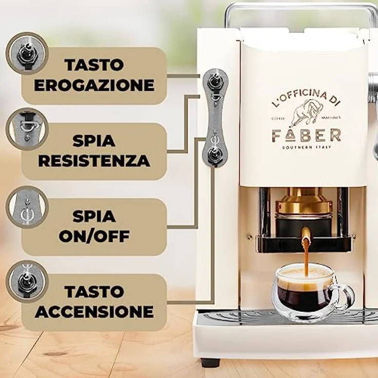 Faber Coffee Machines Espressomaschine Pro Deluxe ESE Pad 44 mm, einfache Reinigung, Tassenwärmer, schnelles Aufheizen, Chrom-Finish – Bild 2