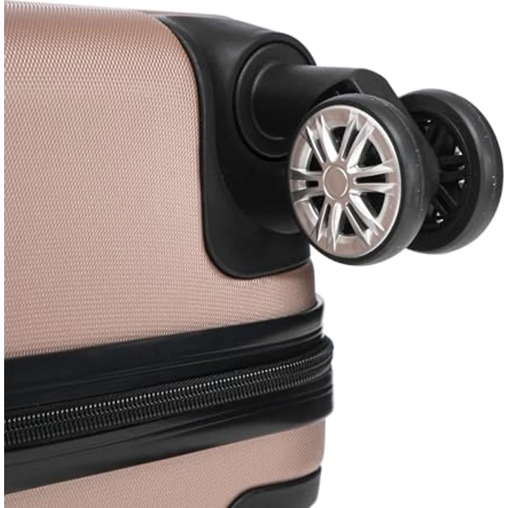 YONSLY Trolley Reisekoffer Set, Hartschalenkabinenkoffer mit Zahlenschloss, 4 leise 360° Rollen, weicher Gummigriff, mittel, Roségold – Bild 5