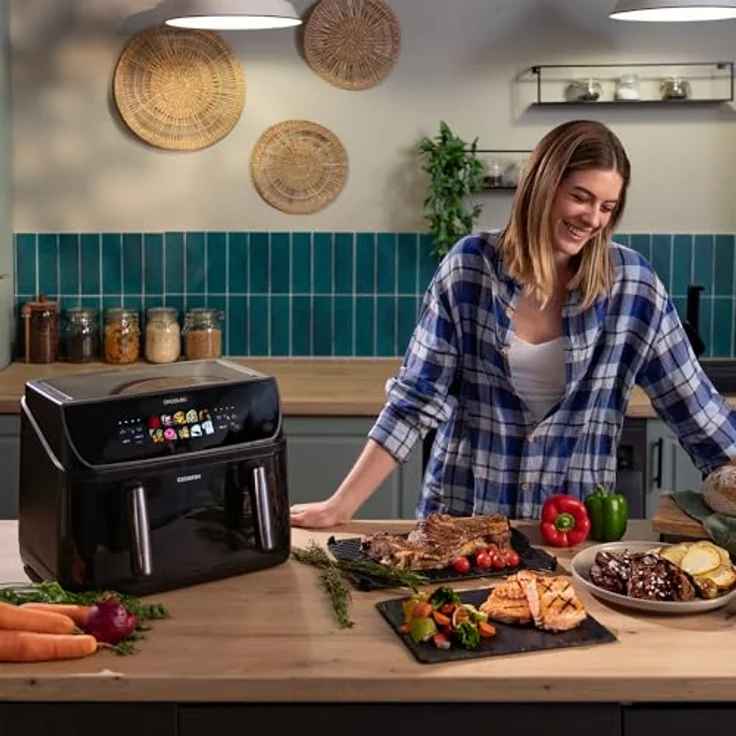 Cecotec Cecofry&Grill Duoheat 10000, Heißluftfritteuse ohne Öl mit 10L Fassungsvermögen, 2800W, Temperaturregelung 40-200°C, 10 Programme, Grillplatte und doppelte Heizelemente – Bild 3