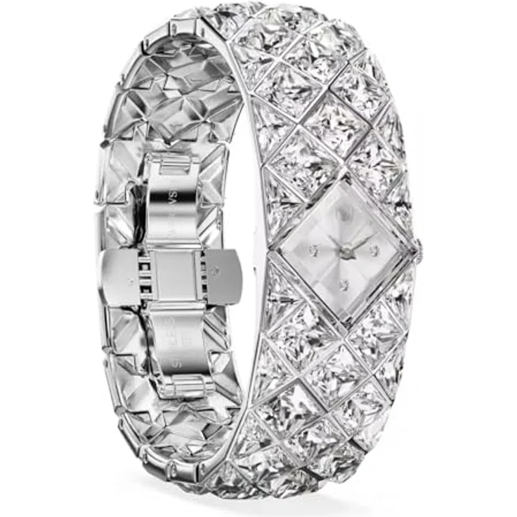 Swarovski Curiosa Bangle 572, klassisches Armband aus silberfarbenem Glas und Edelstahl, 16,5 cm Länge – Bild 5