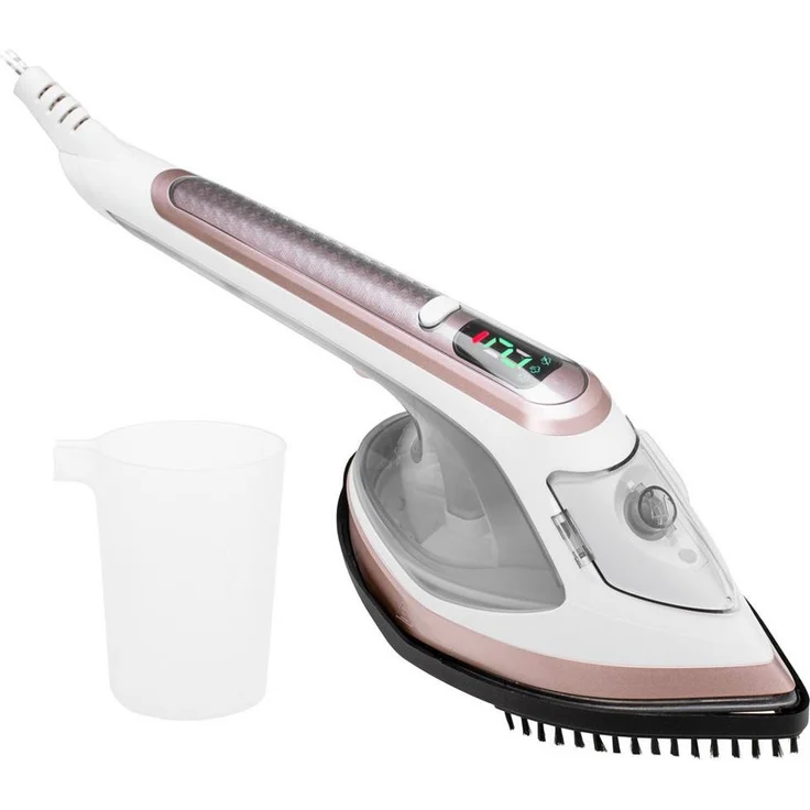 Adler Dampfbügeleisen AD 5044, 2 in 1 Kleidungsdampfer und Bügeleisen, Keramiksohle, weiß, gold – Bild 1