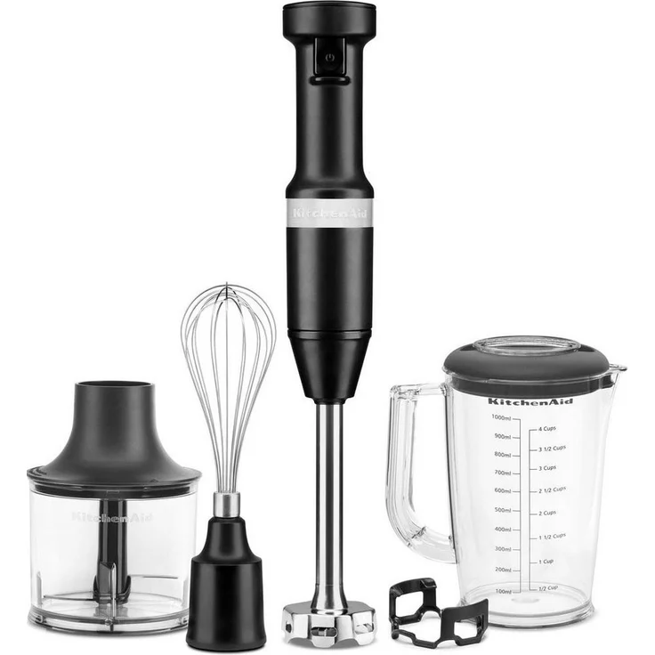 KitchenAid Stabmixer 5KHBV83EBM SCHWARZ MATT, 180 W - Kabelgebundener Stabmixer, kompakt und leicht, Geschwindigkeitsregler für mehr Flexibilität