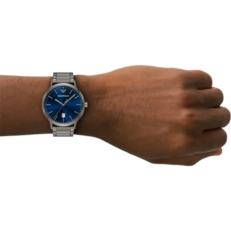 Emporio Armani AR11731, Herren 43 mm Gun-Metal Edelstahl Uhr mit blauem Sunray Zifferblatt und Quarzwerk – Bild 2