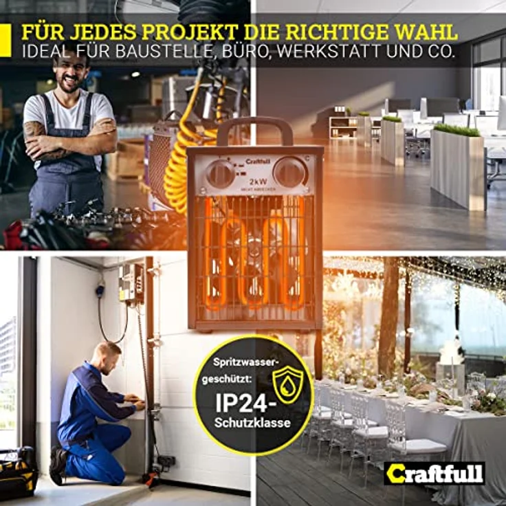 Craftfull Elektro-Heizlüfter HL200 Elektroheizer Heizgebläse Werkstattheizung 2000 Watt  - Preisvergleich – Bild 5