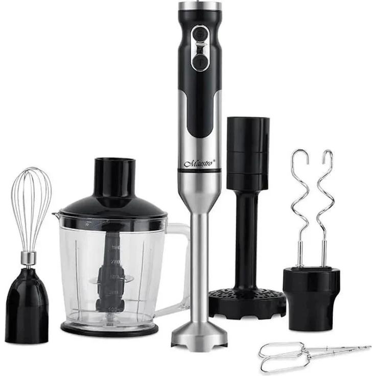 Maestro MR-567 Stabmixer 1000 W, Schwarz, Edelstahlmesser, 2 Geschwindigkeitsstufen, inklusive Messbecher