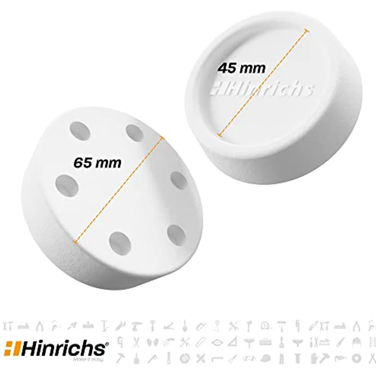 Hinrichs 4er Set Schwingungsdämpfer rund, weiß - Antivibrationsfüße für Waschmaschinen, rutschfest und geräuschhemmend, Ø 4,5/6,5 cm – Bild 2