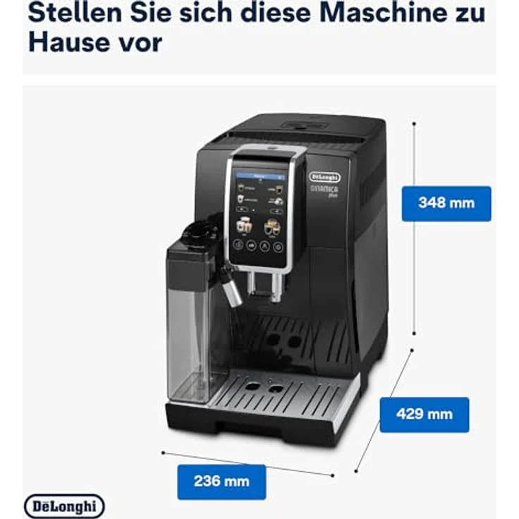 De'Longhi Dinamica Plus ECAM382.70.B, Automatischer Kaffeevollautomat mit 18 Rezepten, LatteCrema Hot und TFT-Display, Schwarz – Bild 2