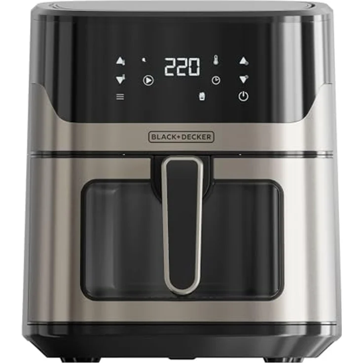 BLACK+DECKER BXAF6500E - 1600W Heißluftfritteuse, 6,5L, bis zu 1300g Pommes, transparentes Fenster im Korb, Temperatur von 80 bis 220ºC, 8 Programme – Bild 2