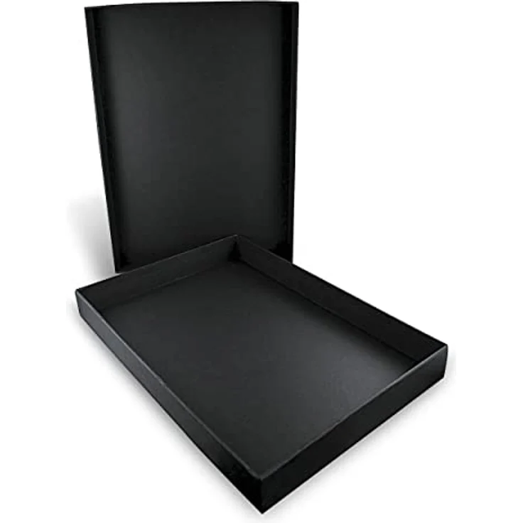 Honsell 81331 - Schwarze Aufbewahrungsbox mit Deckel für DIN A4 Formate, Innenmaße ca. 32,5 x 23,0 x 3,5 cm, robuste Schachtel aus Schwarzpappe mit satinierter Oberfläche – Bild 1