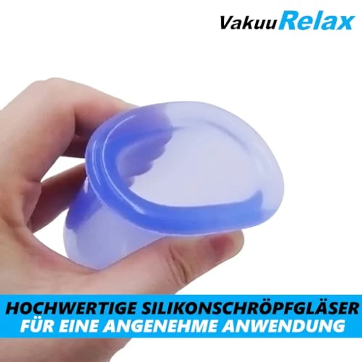 MAVURA Vakuum-Massager VakuuRelax Silikon Schröpfgläser Set - Hautstraffung und Rückenentspannung - Blau [2 Stück] – Bild 4