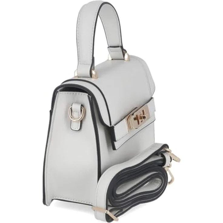 L.Credi Konstanze Handtasche, 20 cm, weiß, 100% Polyurethan, Henkeltasche – Bild 4