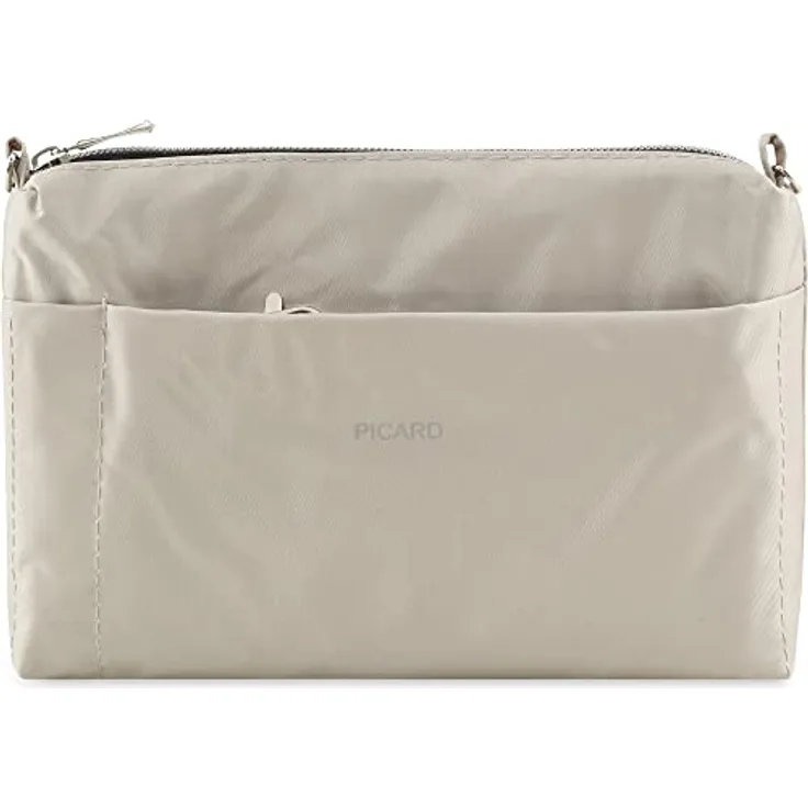 Picard Switchbag, Handtasche aus glänzendem Nylon, Beige mit Karabinerhaken und Schultergurt