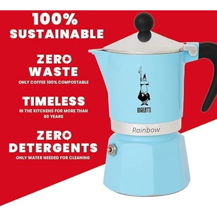 Bialetti Espressokocher Rainbow für 6 Tassen, Blau, Espressokanne – Bild 4