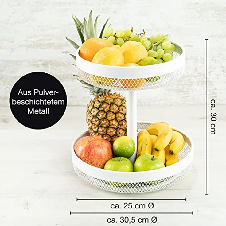 Moritz & Moritz Obst Etagere Weiß Metall – Moderne Obstschale Weiß – Obstkorb Etagere Weiß – Bild 2
