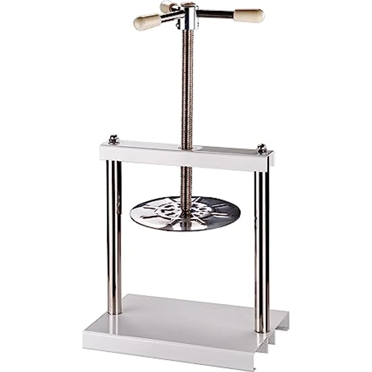 DEMA Edelstahl Obst- und Beerenpresse 5 L, mechanische Tischpresse mit pulverbeschichtetem Stahlrahmen und 2 Edelstahl-Körben – Bild 2