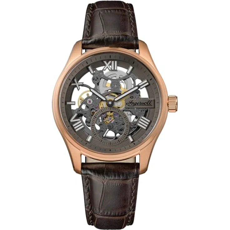 Ingersoll Die Maverick, 48 mm automatische Herrenuhr mit grauem Zifferblatt, braunem Lederarmband und 50 m Wasserdichtigkeit - I17402 – Bild 1