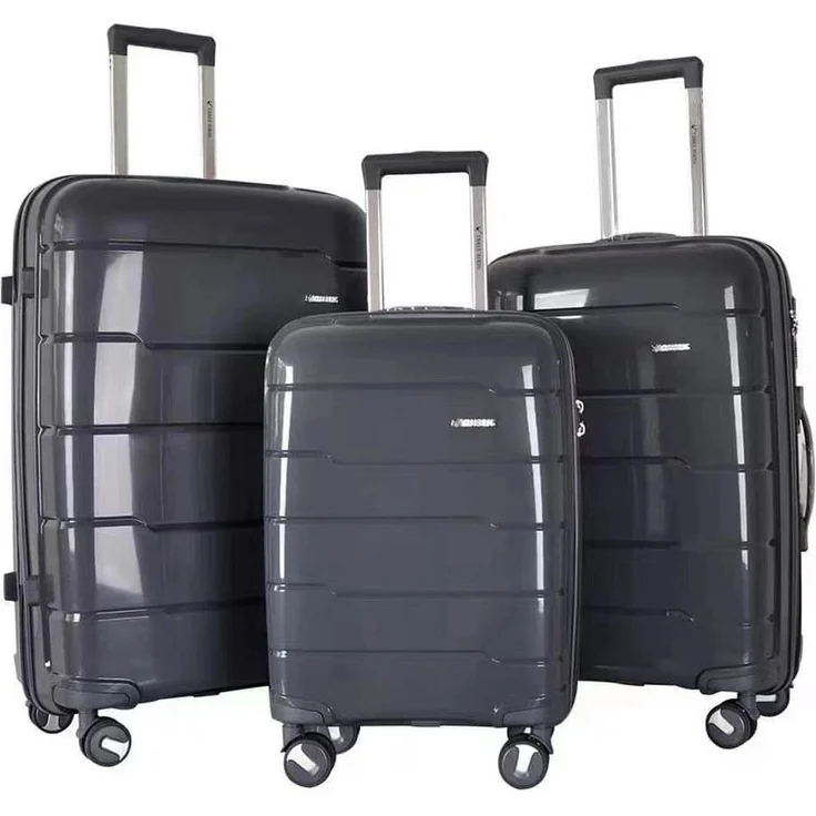 cofi1453 Kofferset Reisekoffer 3 tlg Hartschale Trolley Set, Hochwertiges ABS-Material, 4 Doppelrollen, Schwarz