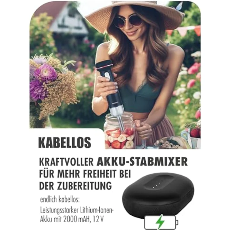 Gastroback Handmixer 40982 Design Stabmixer-Set 5 in 1 kabellos, Kraftvoller Akku-Stabmixer mit Topfschutz, silber – Bild 3