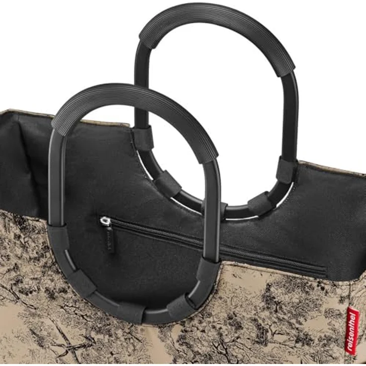 reisenthel loopshopper L, Einkaufstasche im Jacquard Design, 25 l Volumen, braun, mit Innenreißverschlussfach und Aluminiumgriffen – Bild 4