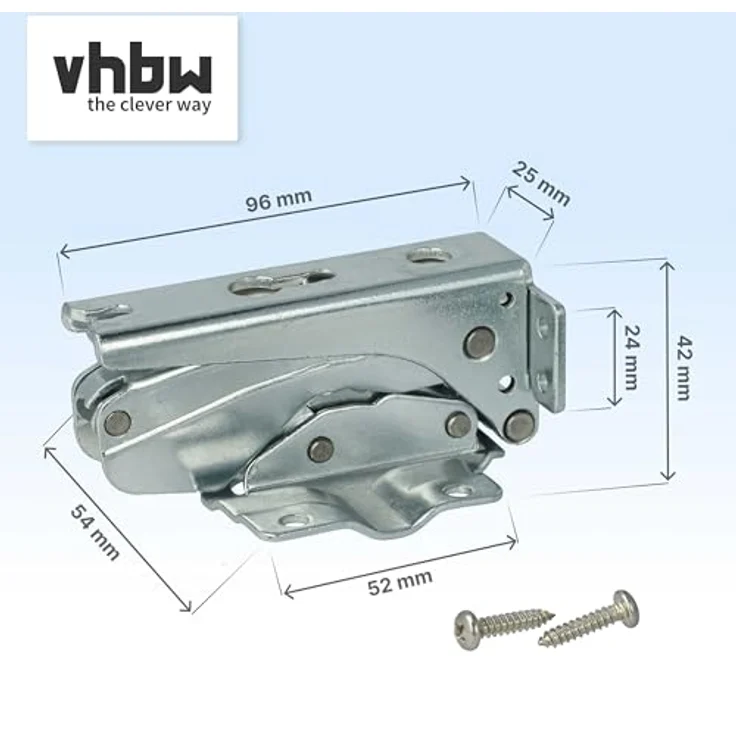 Vhbw 2x Türscharnier Ersatz für Hettich 5 3306 5.0 3702 - Hochwertiges Reparatur-Set aus verzinktem Stahl, silber, inkl. Befestigungsmaterial – Bild 2