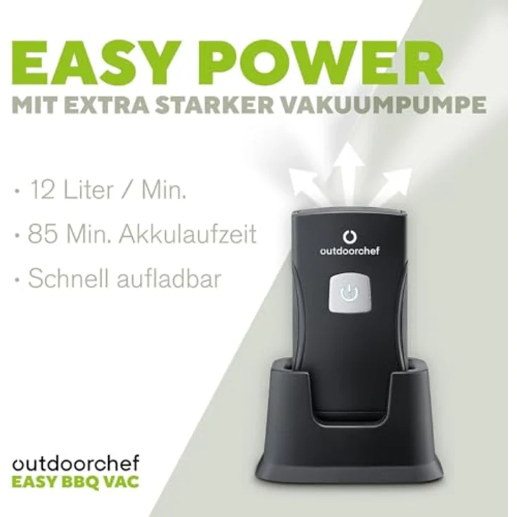 Outdoorchef Easy BBQ Vac, kabelloser Hand-Vakuumierer mit 12 l/min, 4 Glasbehältern (500-2600 ml), 18 Zip-Beuteln, 3 Flaschenverschlüssen & USB-Ladestation - ideal für Frische & Sous-Vide – Bild 3