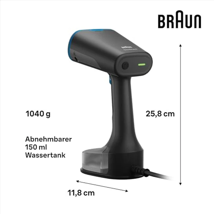 Braun QuickStyle 5 GS5031BL Dampfglätter, Dual FreeGlide 3D Technologie, FastSteam Technologie, Steamer, Schwarz/Blau – Bild 3