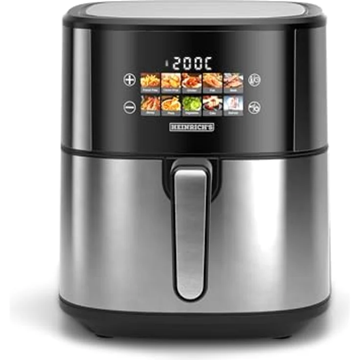 Heinrich´s Heißluftfritteuse XXL, 6,5 Liter 10in1 Air Fryer mit LED-Color-Display, Sensor-Touch, fettfreier Zubereitung, Timer und spülmaschinenfestem Korb, 1600W – Bild 1