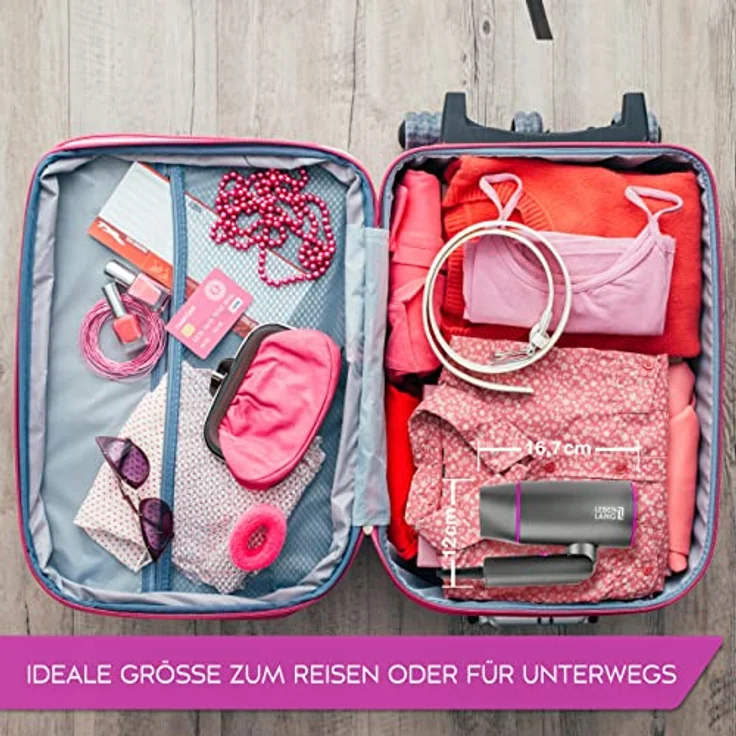 LEBENLANG Föhn Ionen 2100W - Anti-Spliss mit Kaltluft Modus | Reisefön klappbar | Haartrockner Hair Dryer Fön Klein Haarfön Haarföhn Reiseföhn Hairdryer Frisuren Zubehör Reisehaartrockner – Bild 4