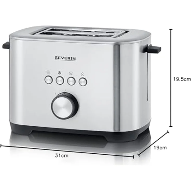 Severin AT 2620 Toaster mit Bagel-Funktion, Schwarz, Silber - Große Röstkammern, Bagel-Funktion, Voll-Edelstahldesign – Bild 10
