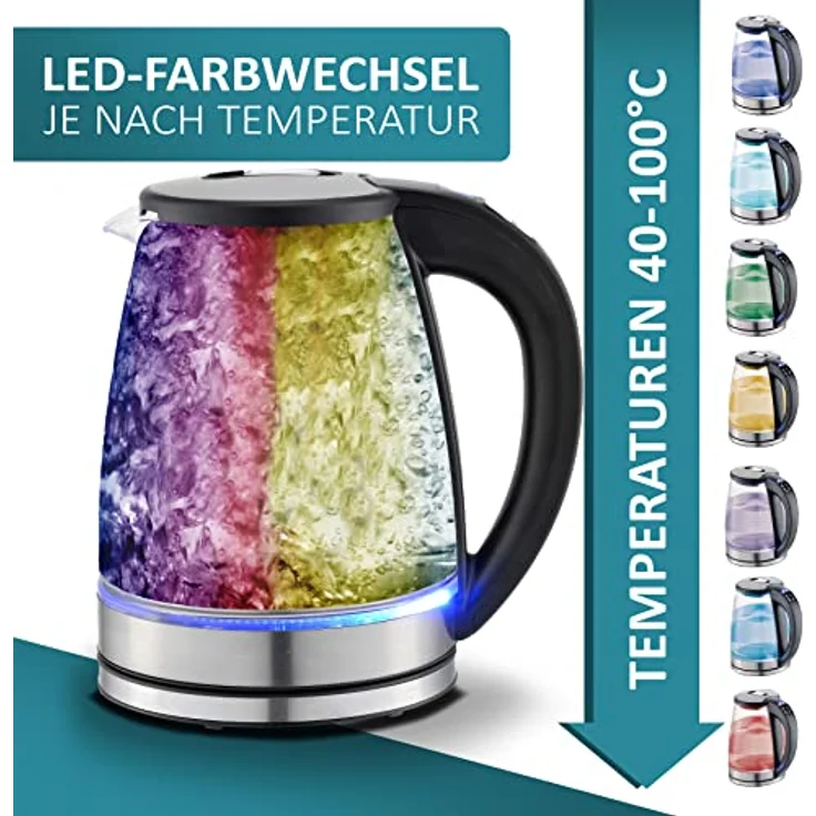 Ecosa EO-610 Wasserkocher 2200 W 1,8 L Edelstahl|Schwarz – Bild 2