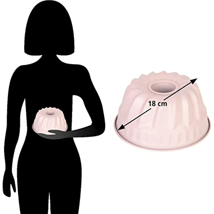 wenco premium Mini-Gugelhupfform, Ø 18 cm, Für kleine Kuchen, Antihaftbeschichtung, Kohlenstoffstahl, Hellrosa (Version 2022) – Bild 5