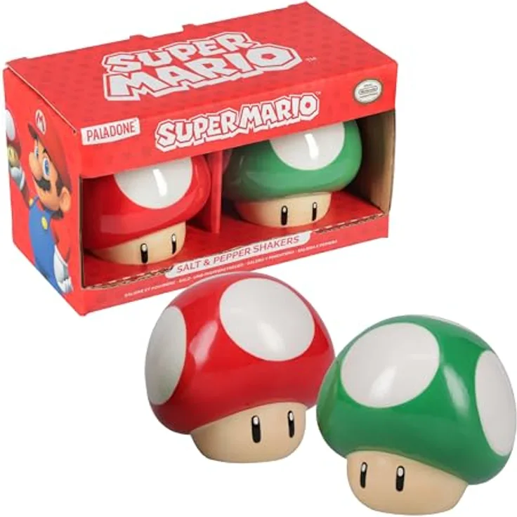 Paladone Super Mario Brothers Pilz- und Pfefferstreuer, Keramikset in rot und grün, offizielles Nintendo-Lizenzprodukt für Küche und Heimdekoration