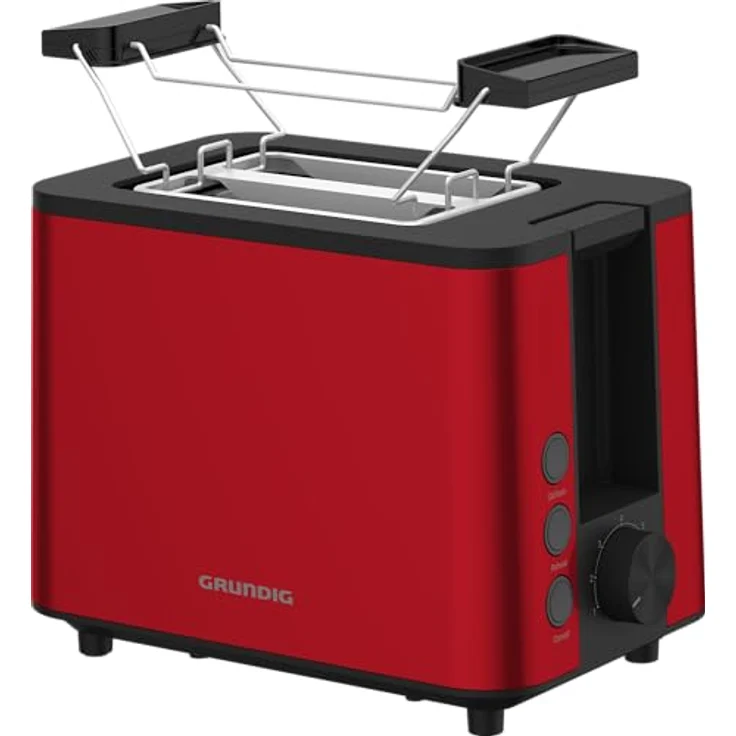 GRUNDIG TA 8340 Toaster, 950 Watt Leistung, Automatische Pop-Up-Funktion & Brotzentrierung, variable Bräunungsgradeinstellung, 2 Röstfächer, Rot – Bild 2
