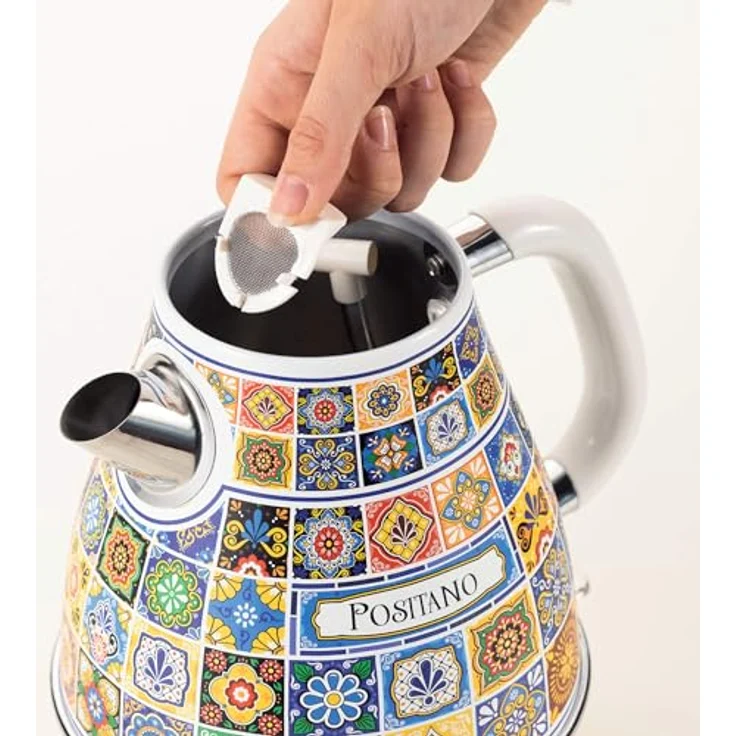 Ariete Wasserkocher 2869, Positano, 1,7 Liter Fassungsvermögen, 2000 W, mediterraner Stil, blau – Bild 3