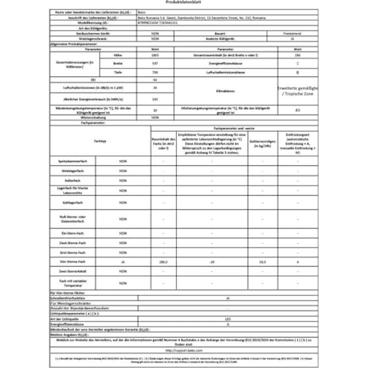 BEKO B7RFNE316W Gefrierschrank, No-Frost, 286 l, weiß, 1865 mm hoch, Schnellgefrierfunktion, wechselbarer Türanschlag – Bild 8