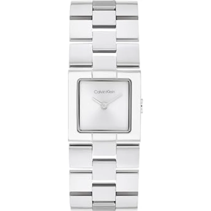Calvin Klein CK Meridian, Zwei-Zeiger-Quarzwerk-Uhr für Damen mit rechteckigem Gehäuse, silbernem Zifferblatt und Edelstahlarmband, wasserdicht bis 3 ATM – Bild 1