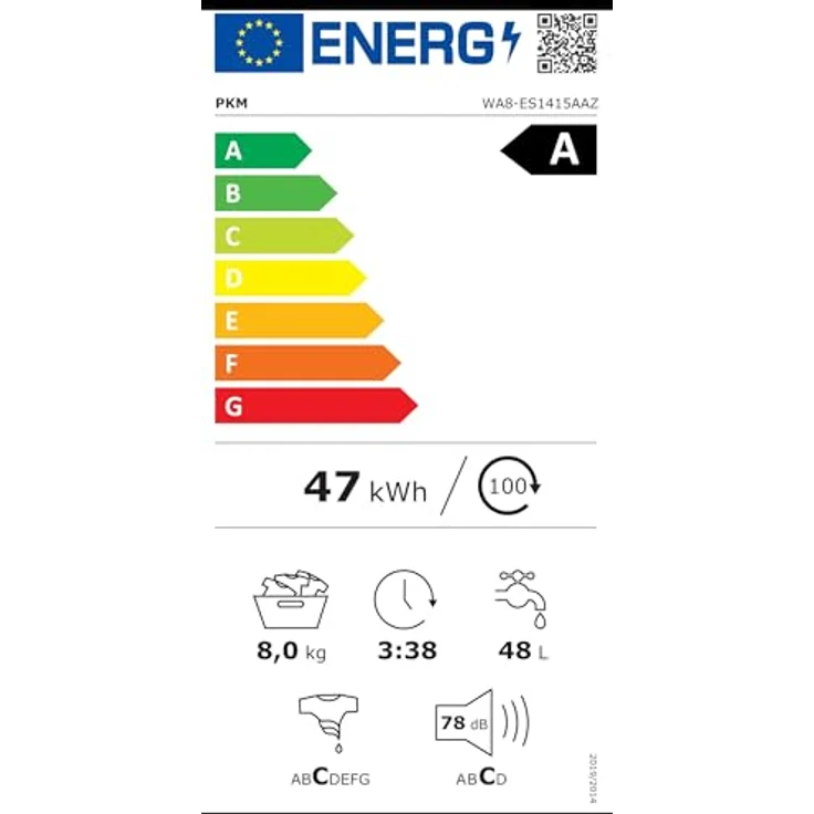 PKM Waschmaschine WA8-ES1415AAZ, Frontlader mit 15 Programmen, Kindersicherung, ECO-Programm, Startzeitvorwahl, Energieeffizienzklasse A – Bild 3