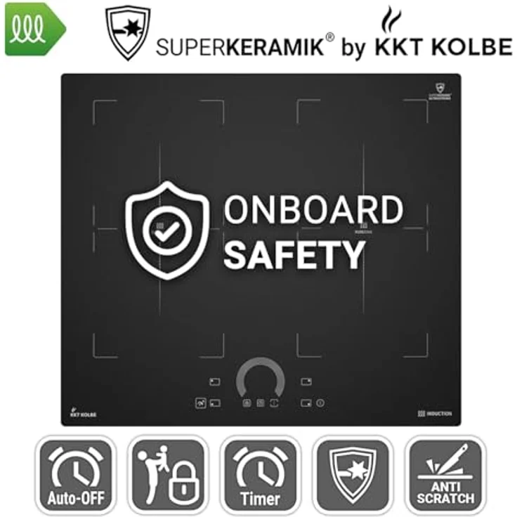 KKT KOLBE IH85904FZS, 60cm Anti Scratch Induktionskochfeld, autark, 8,2 kW, 4 Kochzonen, 2 Flexzonen, mattschwarz, Schnellaufheizung, Automatik-Timer, TouchControl – Bild 5