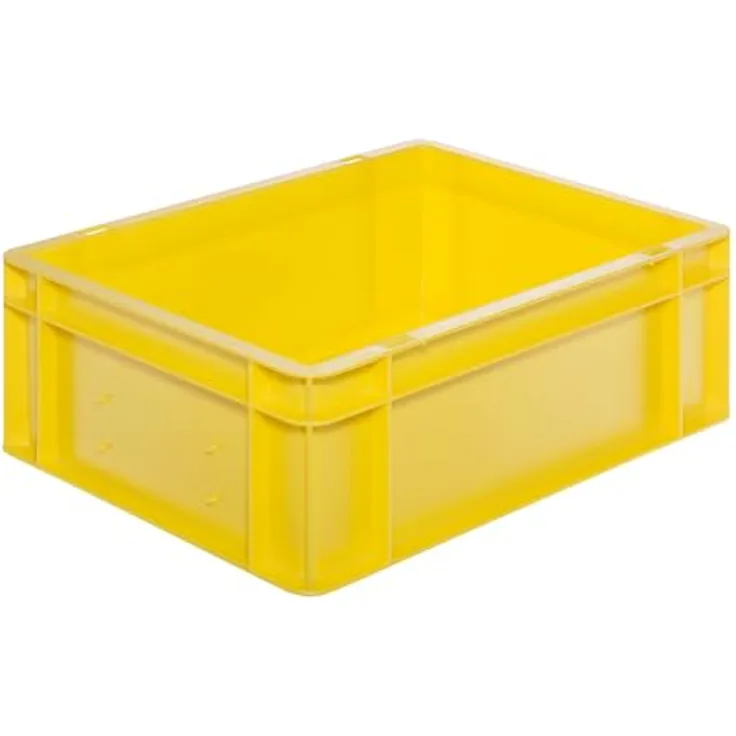 Kaiserkraft Euro-Format-Stapelbehälter, geschlossene Wände und Boden, 400 x 300 x 145 mm, gelb, VE 5 Stk.