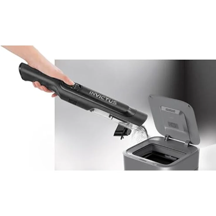 Genius Invictus ONE Primus Akku-Haundstaubsauger 8 TLG., Kleiner Akkusauger Autostaubsauger kabellos beutellos leicht, HEPA Filter, 2 in 1 Fugendüse Textilbürste, Hand Vacuum Cleaner Auto Küche – Bild 3