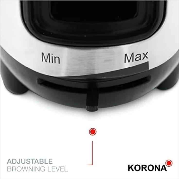 Korona Single 1-Scheiben-Toaster, 550W, inkl. Brötchenaufsatz, Auftau- und Aufwärmfunktion, platzsparend, Edelstahl, schwarz – Bild 3