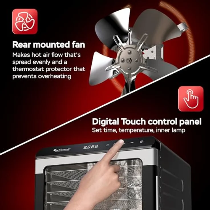 TurboTronic Dörrautomat 50 Liter, Edelstahl Food Dehydrator mit 7 Etagen, 35°C bis 75°C, BPA-frei, 360° Luftzirkulation für schonende Rohkostqualität – Bild 4