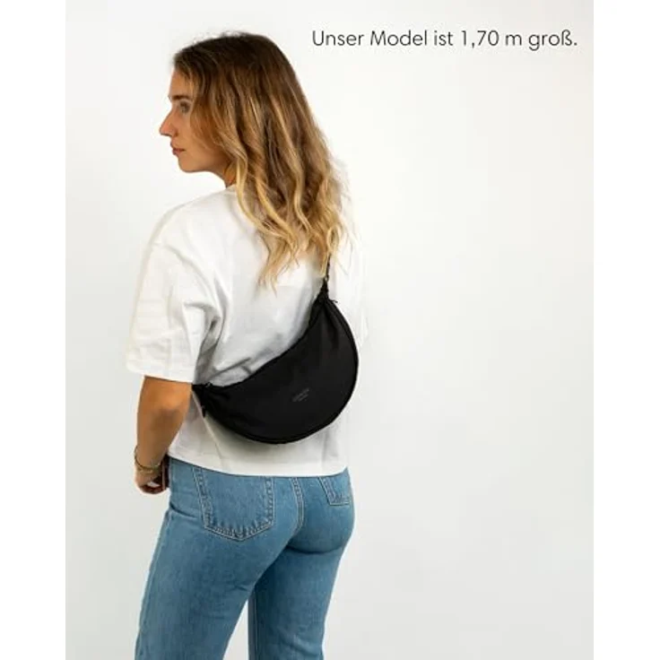 LARKSON Solveig Small, Crossbody Bag für Damen & Herren in Schwarz, wasserabweisende Umhängetasche im Halbmond Design mit verstellbarem Schultergurt und praktischer Organisation – Bild 3