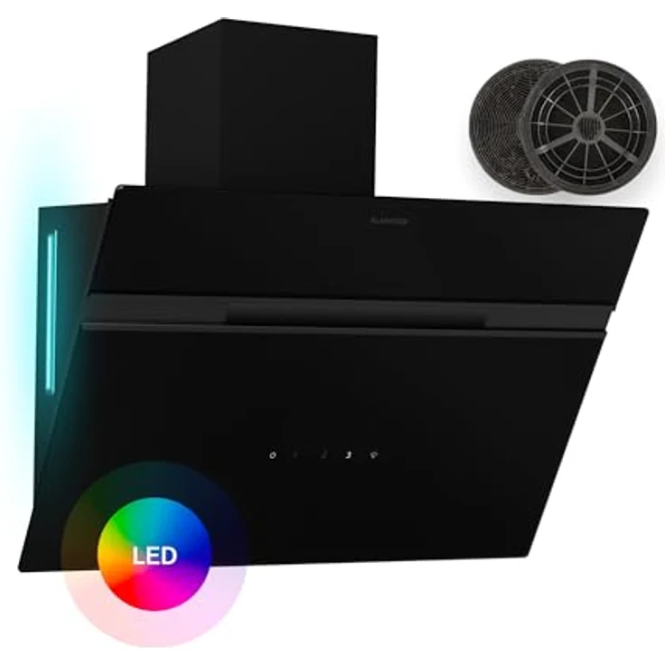 Klarstein Alina Dunstabzugshaube, EEK A, 600 m³/h, Touch LED-Beleuchtung, Abluft/Umluft, Schwarz – Bild 1
