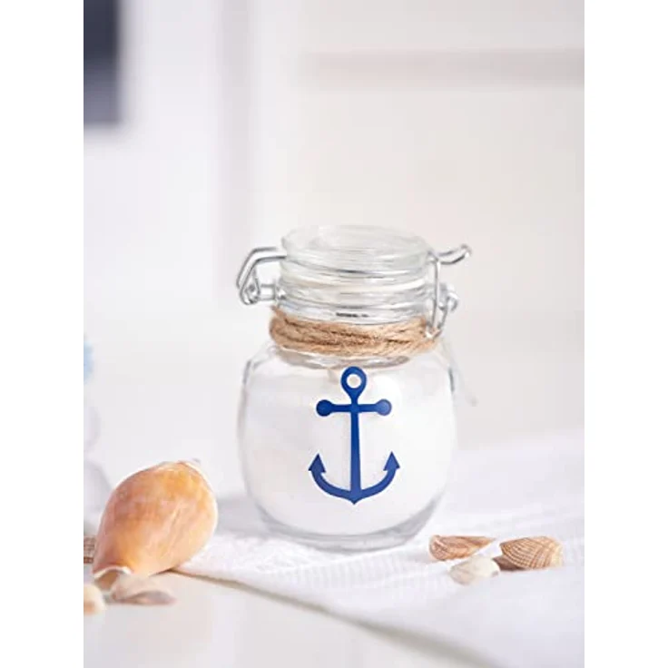 VBS Mini-Bügelglas Set, 6 bauchige Aufbewahrungsgläser, 120 ml, Klarglas mit Metallverschluss, 9 cm hoch, Ø 6 cm – Bild 5