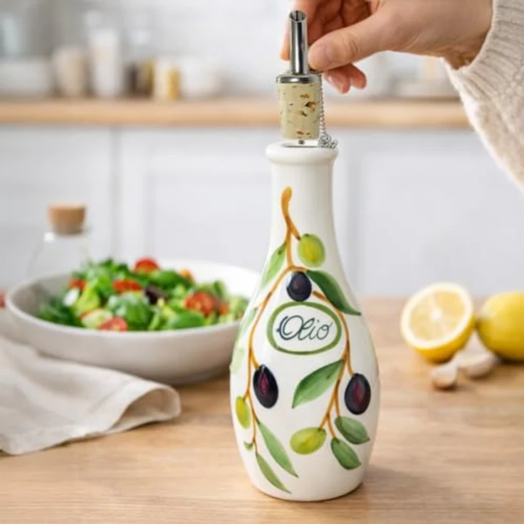 Lashuma Ölkaraffe Olive, (1-tlg), Ölspender Keramik, Ölflasche 23x7 cm: Tests, Infos & Preisvergleich