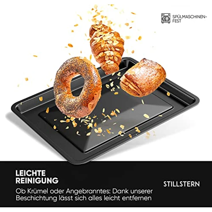 Stillstern Backblech für 45L Minibackofen, emailliert, Pizzablech, Universalpfanne, ca. B 40cm x T 31cm x H 2,5cm – Bild 4