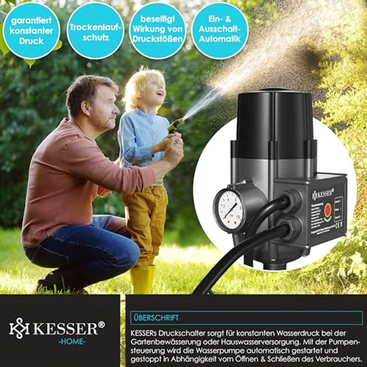 KESSER® Pumpensteuerung mit Baranzeige, 10 bar Druckschalter mit Trockenlaufschutz und automatischem Ein- und Ausschalten – Bild 6