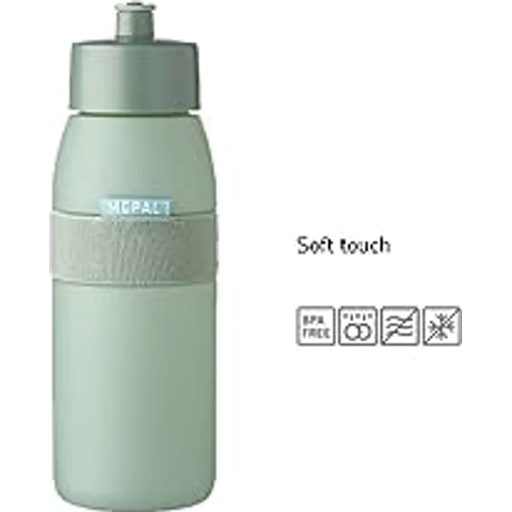 Mepal - Sportflasche Ellipse - Praktische Wasserflasche für Sport, Gym & Freizeit - Sport Trinkflasche mit weichem Ausgießer - Spülmaschinenfest & BPA-frei - 500 ml - Nordic sage – Bild 2