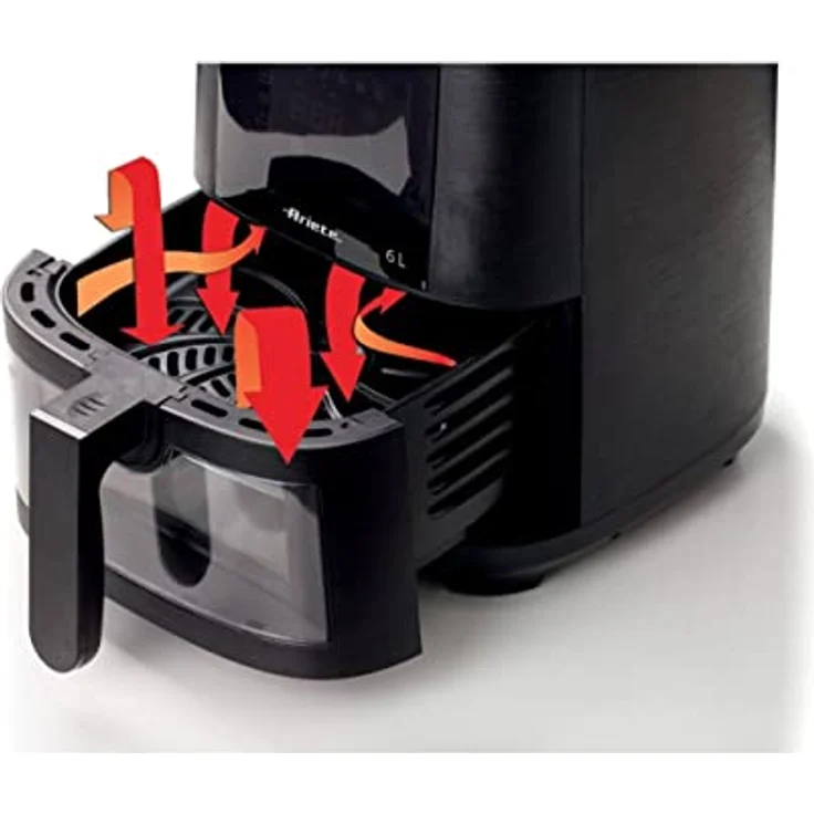 Ariete 4626 Friggitrice ad aria 6L, Luftfriteuse, 1300 W, Kapazität 6L, Garkapazität 2,5 kg, 8 voreingestellte Programme, Temperatur bis 200 °, transparenter Korb zur Kochkontrolle, schwarz – Bild 4